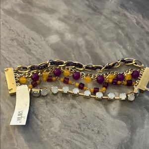 Dazzling Gold and Purple Multi-Strand Bracelet